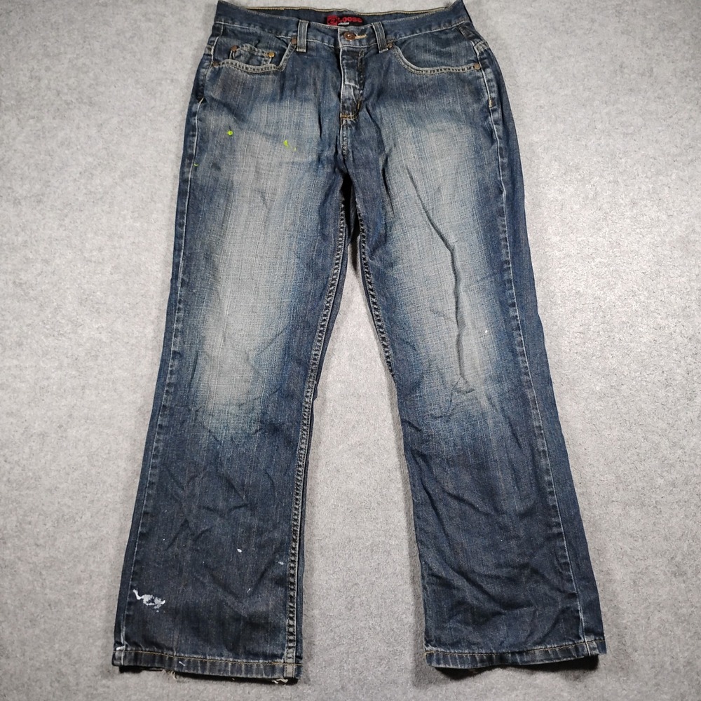 Anchor Blue Loose Jeans Mens 30x28 Blue Medium Wash Paint Splatter Y2K